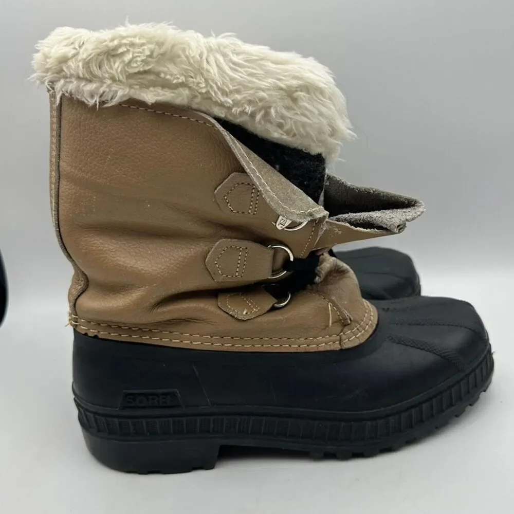 Sorel Winter Duck Boots Sherpa Lined Waterproof Snow Boots‎ Size 6